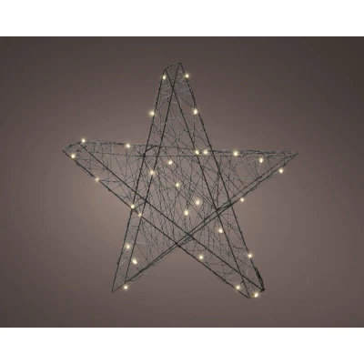Afbeelding van Metalen 3D kerstster zwart met 120 micro LED lampjes 87CM