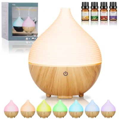 Afbeelding van BUOAZR etherische oliën, aromadiffuser 160 ml, led luchtbevochtigers in 7 kleuren, diffuser met automatische uitschakeling, voor woonkamer, slaapkamer, yoga, massage