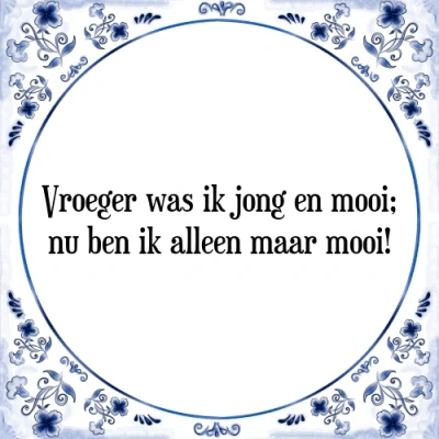 Afbeelding van Vroeger was ik jong en mooi; nu ben alleen maa Tegeltje + Spreuk