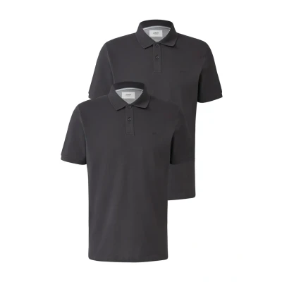 Afbeelding van s.Oliver AUS PIQUÉ MIT LOGO IM Doppelpack Poloshirt, Heren, Maat: Small, Schiefergrau