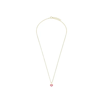 Afbeelding van Lucardi Kinder Zilveren goldplated Ketting hart emaille roze 925 Zilver Goudkleurig 41 cm