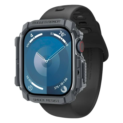 Afbeelding van Spigen Rugged Armor Case Compatibel met Apple Watch 10 46mm (2024) Donkergrijs
