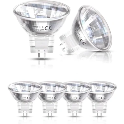 Afbeelding van DoRight 6 stuks MR11 35W 12V halogeenlampen, dimbare GU4 Bi Pin Base Spotlight Bulb met glazen kap, warme witte 2800K 35mm diameter Reflectorlamp voor verzonken spoorlicht