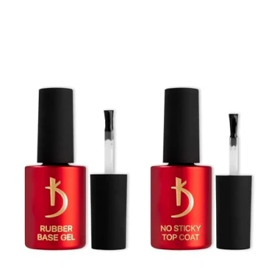 Afbeelding van K Professionele nagelgel polish, Rubber Base &amp; No Wipe Top Coat, nagellak, manicurekit, glans en duurzaam, geschikt voor beginners professionals, hoogglans, gezonde nagels, 2 x 15 ml,