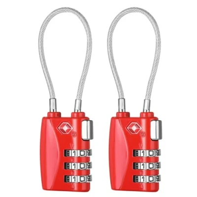 Afbeelding van ZHEGE Bagagesloten TSA goedgekeurd, combinatie reishangsloten voor koffers met flexibele kabel, 3 cijferige code draadhangslot rugzak, aktetas, pistooltas, kleine locker sloten sportschool
