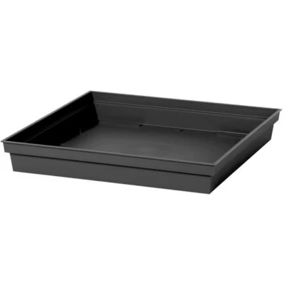 Afbeelding van Bloempot kunststof onderschaal Toscane antraciet vierkant L33 x B33 H5 cm Plantenpotten