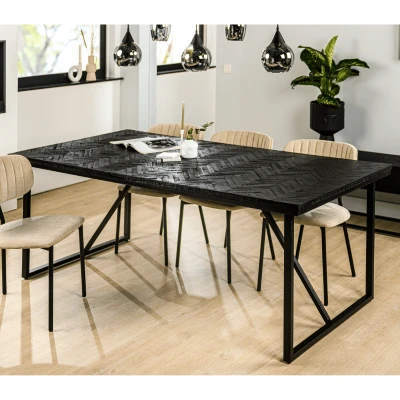 Afbeelding van Vurna Reinier eettafel teakhout zwart 160x90 cm Hout