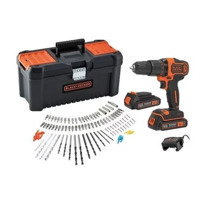 Afbeelding van Black&amp;Decker BCD700C2AMB QW 18 volt schroef /klopboormachine met 2 accu&#039;s en 100 accessoires