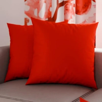 Afbeelding van PETTI Artigiani Italiani 2 kussenslopen 45 x cm, effen rode kussenslopen, kussensloop van 100% microvezel, hypoallergeen, gemaakt in Italië