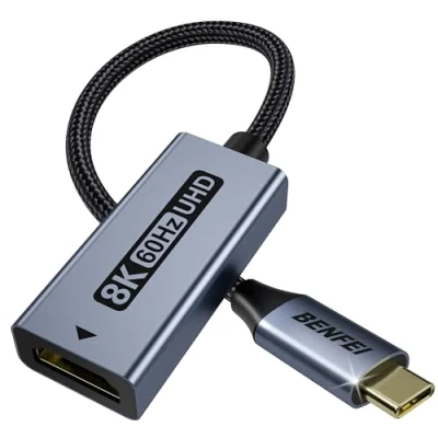 Afbeelding van BENFEI USB C naar HDMI 2.1 Adapter (8K@60Hz, 4K@240Hz, aluminium behuizing, nylon gevlochten) Compatibel met iPhone 15/16 Pro/Max, MacBook Pro/Air 2023, iPad Pro, Surface Book 2 Meer