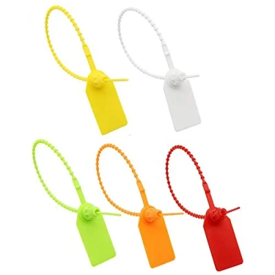 Afbeelding van Veiligheidslaag, 100 stuks kunststof kabelbinderetiketten, veiligheidslaag afdichting, veiligheid sabotage tags, plastic veiligheidsafdichtingen trekken, voor kleding schoenen handtassen bagage logistiek vervoer tags (verschillende kleuren)