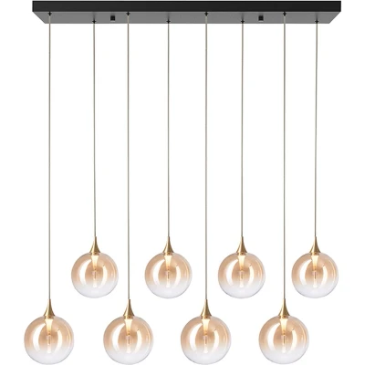 Afbeelding van Searchlight 8 lichts hanglamp Alchemy amber glas 76410 8BK