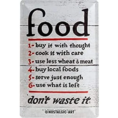 Afbeelding van Food Rules Don&#039;t Waste It Metalen Bord 20 x 30 cm
