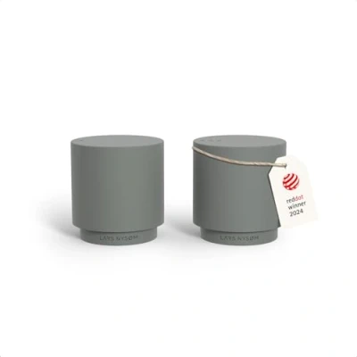 Afbeelding van LARS NYSØM &#039;Svæve&#039; Set Roestvrijstalen Peper en Zoutstel Modern Minimalistisch Ontwerp Eenvoudig Navullen Cool Grey