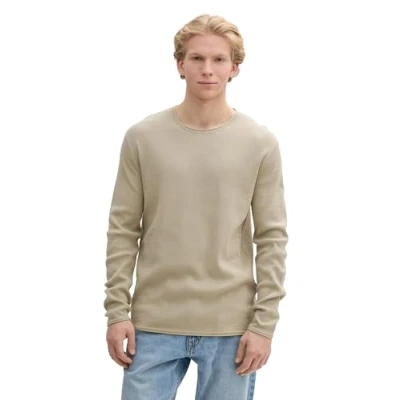 Afbeelding van TOM Tailor Denim Structured ROLL EDGE Trui, Heren, Maat: Large, Beige abbey stone