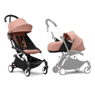 Afbeelding van Stokke YOYO3 kinderwagen met newbornpakket Inclusief wit frame, YOYO 6+ kleurenpakket (Ginger) en 0+