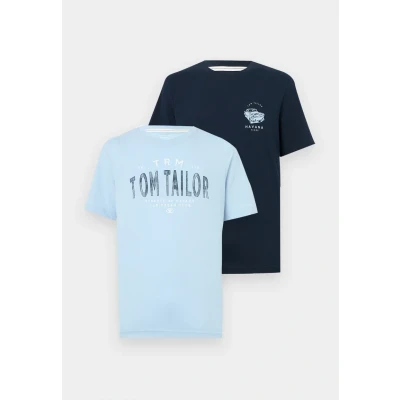 Afbeelding van TOM Tailor 2 PACK Tshirt print, Heren, Maat: XL, Light powder blue