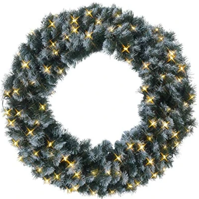 Afbeelding van Grote verlichte Kerstkrans Edmonton 90cm