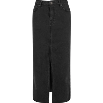 Afbeelding van Urban Classics Damesrok, high slit denim rok, lange jeansrok met hoge split, maxirok, voor dames, regular fit, Black Washed., 26
