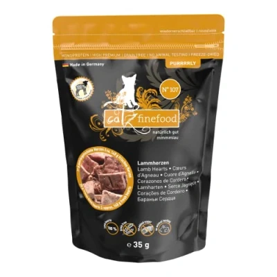 Afbeelding van Catz finefood Purrrrly No. 107 lamsharten, gevriesdroogde kattensnack/kattenlekkernijen, 6 stuks (6 x 35 g)
