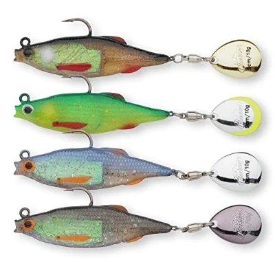 Afbeelding van Berkley Pulse Realistic Roach Flash Soft Rubber fishing Lures with spinner blade tail and razor sharp hooks. for perch, zander, pike bass. Ready to fish spinning lures.