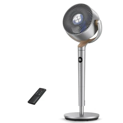 Afbeelding van Dreo 23dB Silent Pedestal Fan, 120+120 omnidirectionele oscillerende ventilator, 24M windafstand, 1200m3/h luchtvolume, turbo luchtcirculator, 102CM hoogte, 3 modi, 8 snelheden, PolyFan 502