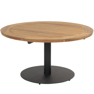 Afbeelding van Saba low dining teak tafel 130ØxH69 cm met antraciet onderstel Taste 4SO
