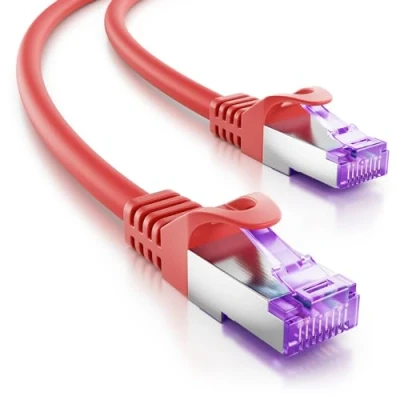 Afbeelding van deleyCON 10m CAT7 Netwerkkabel 10 Gigabit RJ45 Patchkabel Ethernetkabel (Koper, SFTP PiMF Afscherming) voor Highspeed LAN DSL Switch Modem Router Patchpanel CAT6 CAT5 Rood