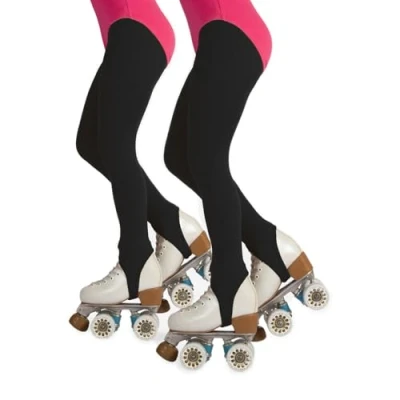 Afbeelding van CALZITALY Meisjesrolschaatsen en kunstschaatsen panty met brug, zwart, huidskleur, karamel, 6 12 jaar, 70 DEN, Made in Italy, 2 x zwart., Jaar