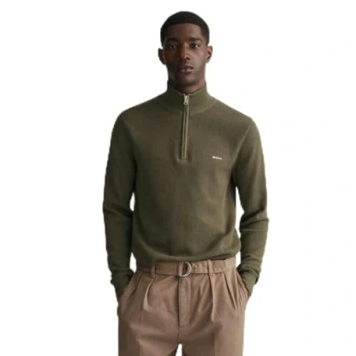 Afbeelding van GANT Heren Cotton Pique Halfzip Pullover Juniper Green, Standaard, Green., XL