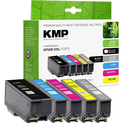 Afbeelding van KMP Inktcartridge vervangt Epson 33XL, T3357, T3351, T3361, T3362, T3363, T3364 Compatibel Combipack zwart, Foto Cyaan, Magenta, Geel E216VX 1633,4055