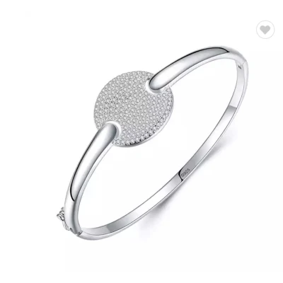 Afbeelding van N3 Collecties Mode sieraden Enkele Manchet Ronde Vorm Armbanden &amp; Bangles Pave Zirkoon Voor Vrouwen Meisjes Zilveren Armband 925 Sterling