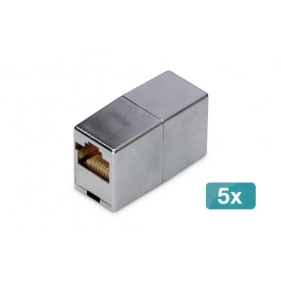 Afbeelding van DIGITUS DN 93901 RJ45 Koppeling Cat 5e 5 stuks Lan Kabel Verlenging Cat5e Netwerkkabel Connector PoE Compatibel Modulaire Voor Switch, DSL, Modem, Router, PC Zilver