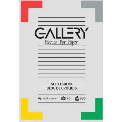 Afbeelding van Gallery schetsblok, ft 14,8 x 21 cm (A5), 180 g/m², blok van 50 vel schetsblok