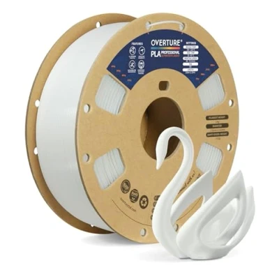 Afbeelding van OVERTURE PLA Plus (PLA+) filament voor 3D printers, 1,75 mm, professionele sterkte, Pro 1 kg, nauwkeurigheid afmetingen +/ 0,03 mm (wit)