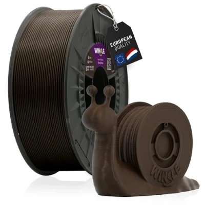 Afbeelding van WINKLE PLA HD filament, ebbenhout, 3D printerfilament, 1,75 mm, 1 kg, bruin, compatibel met alle printers, maatnauwkeurigheid, spoel kg
