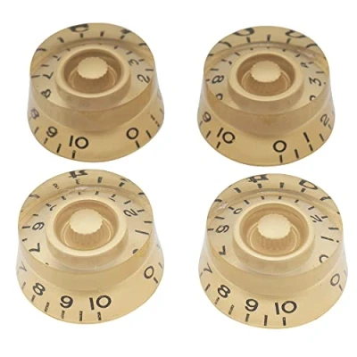 Afbeelding van Musiclily Metrisch Kunststof Gitaar LP Speed Knobs Volume Tone Controle Potmeter Knoppen voor Les Paul Stijl Elektrische Gitaar, Goud met Zwart Nummer(4 Stuks)