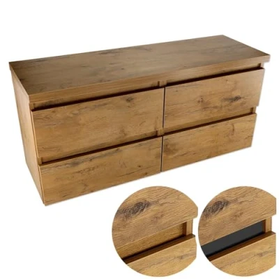 Afbeelding van paplinskimoebel Hangkast, badkamerkast met schuifladen, 120 x 51,5 39 cm, dubbele wastafelonderkast, gastenbadkast,