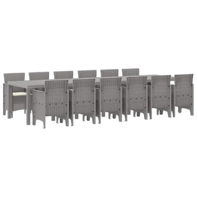 Afbeelding van vidaXL 13 delige tuinset met kussens in lichtgrijs poly rattan
