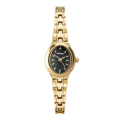 Afbeelding van Sekonda Jurk Megan Dames 21mm Quartz Horloge Ovale Parelmoer met Analoge Display en Legering Band, Zwart, armband