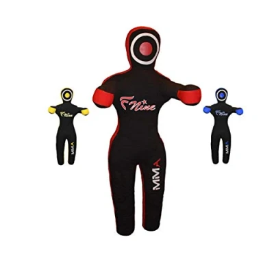Afbeelding van FNine MMA Grappling Dummy, voor judo, worstelen, Braziliaans jiu jitsu, inzenden en gooien, ongevulde canvaszak (zwart rood, 70&quot;)
