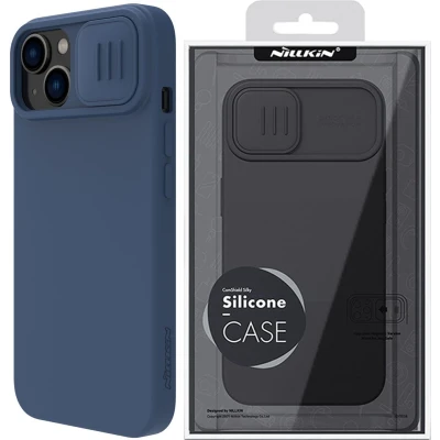 Afbeelding van Nillkin CamShield Silky Silicone Case iPhone 14 Plus Hoesje met Camerabeschermer Blauw