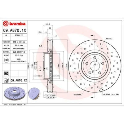 Afbeelding van Brembo Remschijf 09.A870.1X