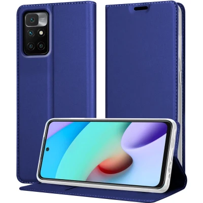 Afbeelding van Cadorabo Hoesje geschikt voor Xiaomi RedMi 10 in CLASSY DONKER BLAUW Beschermhoes met magnetische sluiting, standfunctie en kaartvakje Book Case Cover Etui