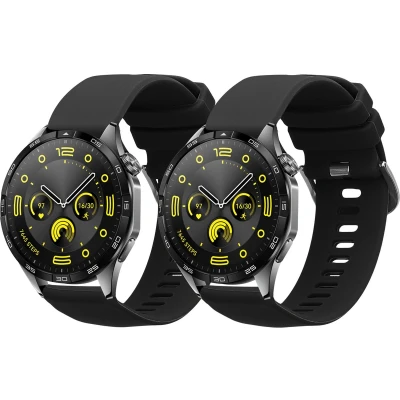 Afbeelding van kwmobile 2x horlogebandjes geschikt voor Huawei Watch GT4 46mm bandje Smartwatch bandjes van TPU Activity tracker horloge band in zwart /