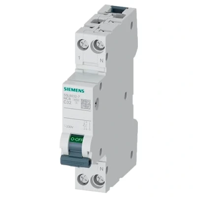 Afbeelding van Siemens circuit breaker 230v 6ka 1 n pole 1mw c32 5sl60327