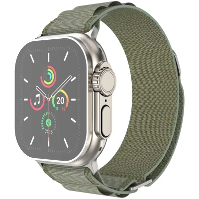 Afbeelding van Apple Watch Nylon Alpine bandje Olijfgroen Geschikt voor Series1/2/3/4/5/6/7/8/9/10/SE (38/40/41 mm) Series 10 (42
