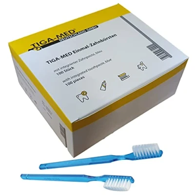 Afbeelding van 100 stuks tandenborstels met geïntegreerde tandpasta (blauw)