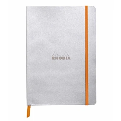 Afbeelding van Rhodia 117401C notitieboekje (met zachte envelop, gelinieerd, 80 vellen, DIN A5, 14,8 x 21 cm), 1 stuk zilver
