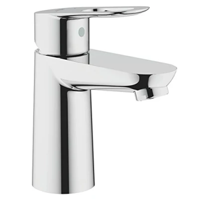 Afbeelding van GROHE Bau Loop 1 gats wastafelkraan met gladde body open greep